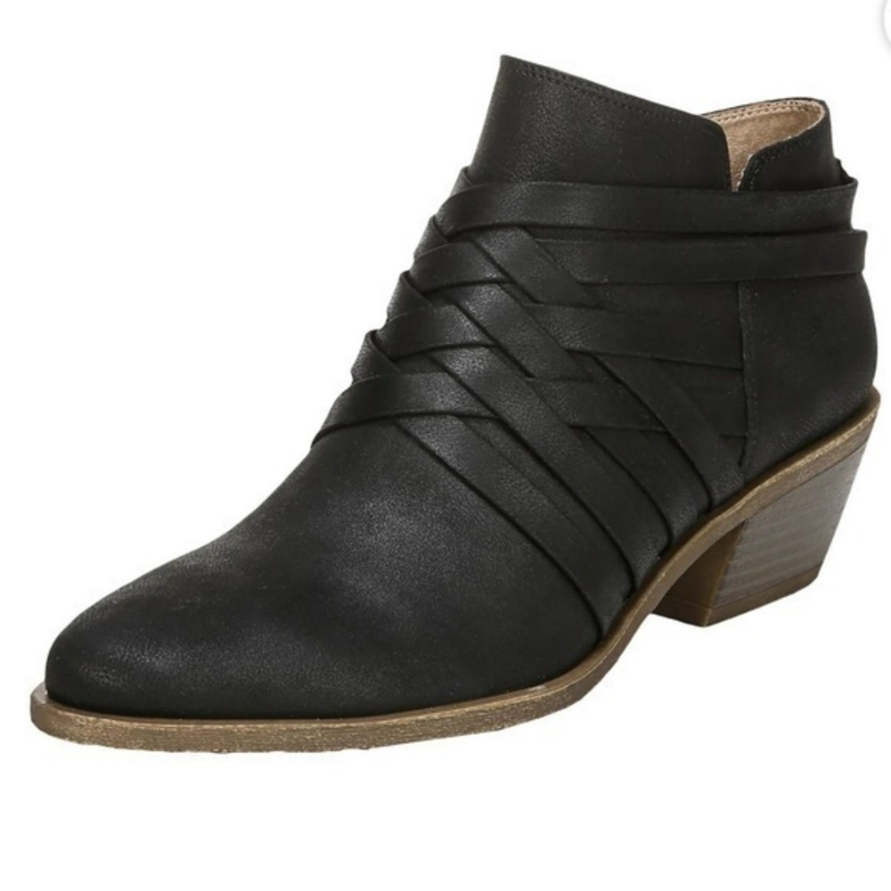LifeStride Womens Prairie Faux Leather Black Zipper Ankle Boots Size 6